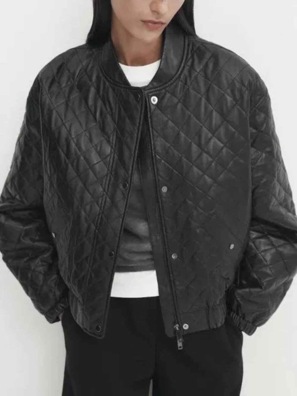 Massimo Dutti Quilted Leather Jacket Coat S Small Biker 4717/786 NWOT